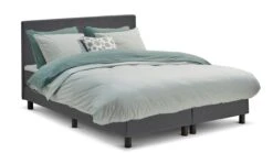 Boxspring Cisano Vlak Met Gestoffeerd Matras -Beddengoed Korting Winkel Boxspring Cisano vlak met gestoffeerd matras donkergrijs 2