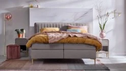 Boxspring Ruby Vlak Met Gestoffeerd Matras -Beddengoed Korting Winkel Boxspring Ruby vlak met gestoffeerd matras taupe 1