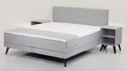 Nieuwe Producten -Beddengoed Korting Winkel Boxspring Viggo Promo vlak met gestoffeerd matras oakland grijs 1