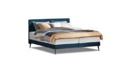 Boxspring Viggo Vlak Met Silver Pocket Deluxe Foam Matras -Beddengoed Korting Winkel Boxspring Viggo vlak met Silver Pocket Deluxe Foam matras oakland blauw 3