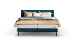 Boxspring Viggo Vlak Met Silver Pocket Deluxe Foam Matras -Beddengoed Korting Winkel Boxspring Viggo vlak met Silver Pocket Deluxe Foam matras oakland blauw 4