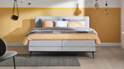 Boxspring Viggo Vlak Met Gestoffeerd Matras -Beddengoed Korting Winkel Boxspring Viggo vlak met gestoffeerd matras oakland grijs 2