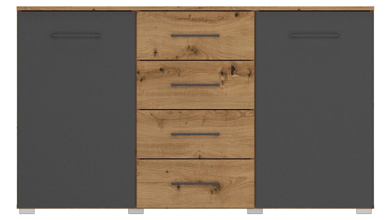 Commode Birmingham Met 2 Deuren En 4 Laden 4 Commode Birmingham Met 2 Deuren En 4 Laden - Afbeelding 2