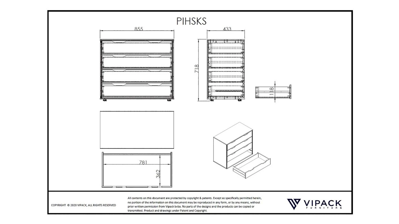 Commode 4 Laden Pino/Scott 5 Commode 4 Laden Pino/Scott - Afbeelding 3