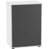 Commode Tokio Met 5 Glas Laden -Beddengoed Korting Winkel Commode Tokio met 5 glas laden wit glas graphit