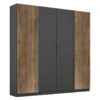 Draaideurkast Halifax -Beddengoed Korting Winkel Draaideurkast Halifax grijs metallic eiken