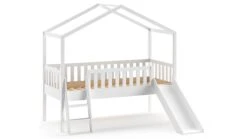 Halfhoogslaper Dallas Als Huis Met Glijbaan -Beddengoed Korting Winkel Halfhoogslaper Dallas als huis met glijbaan wit 2