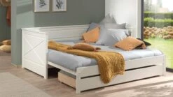 Kajuitbed Paneel Uitschuifbaar Pino Met Lade -Beddengoed Korting Winkel Kajuitbed paneel uitschuifbaar Pino met lade wit 2