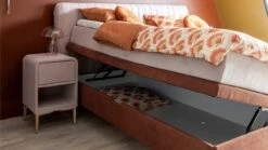 Opbergbox Ruby Vlak Met Gestoffeerde Matras -Beddengoed Korting Winkel Opbergbox Ruby vlak met gestoffeerde matras roze bruin 2