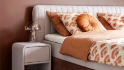 Opbergbox Ruby Vlak Met Gestoffeerde Matras -Beddengoed Korting Winkel Opbergbox Ruby vlak met gestoffeerde matras roze bruin 3