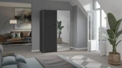 Schuifdeurkast Easy Met Spiegel -Beddengoed Korting Winkel Schuifdeurkast Easy met spiegel zwart 3
