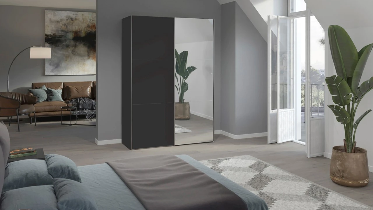 Schuifdeurkast Kixx Met Hout- En Spiegeldeur 4 Schuifdeurkast Kixx Met Hout- En Spiegeldeur - Afbeelding 2