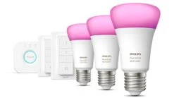 Verlichting Philips Hue White And Color Ambiance Starterkit E27 (3 Lampen, 2 Dimmers + Bridge) -Beddengoed Korting Winkel Verlichting Philips Hue White and Color Ambiance Starterkit E27 3 lampen 2 dimmers bridge 3
